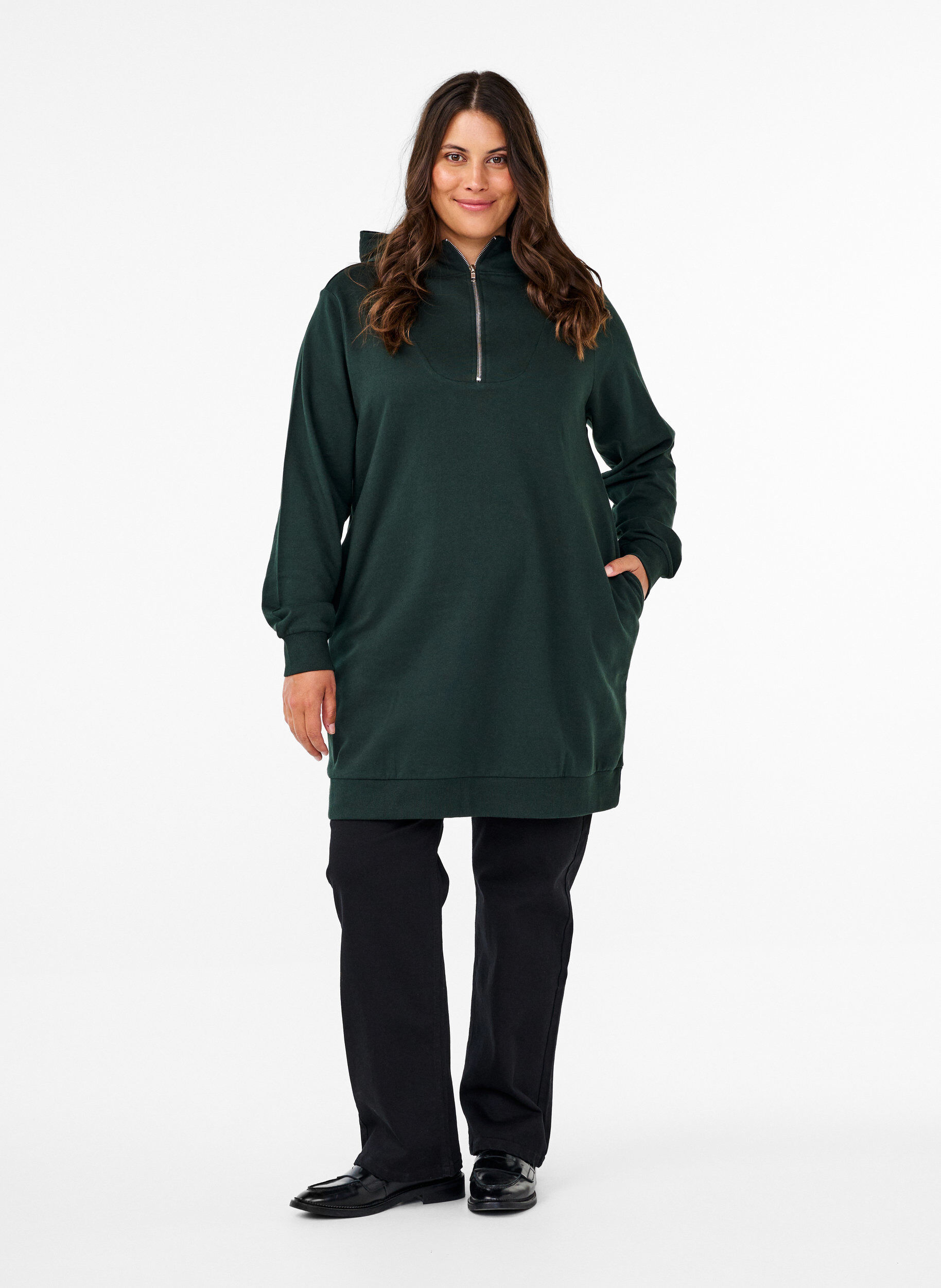 Zizzi Hupullinen ja vetoketjullinen collegetunika, Scarab, Model image number 2