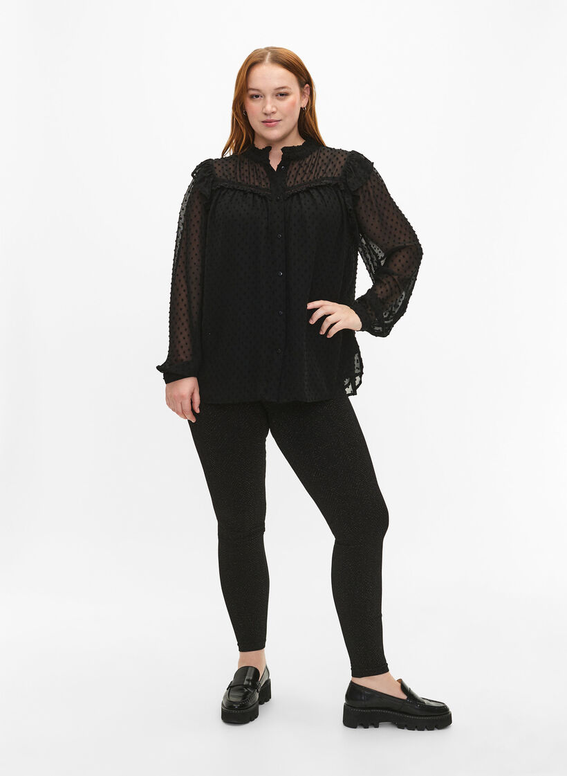 Saumattomat glitter-leggingsit, Black Gold Lurex, Model image number 3