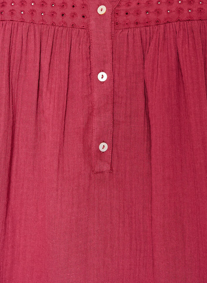 Paita puuvillamusliinissa, jossa broderie anglaise -kirjailu, Punainen, Packshot image number 2