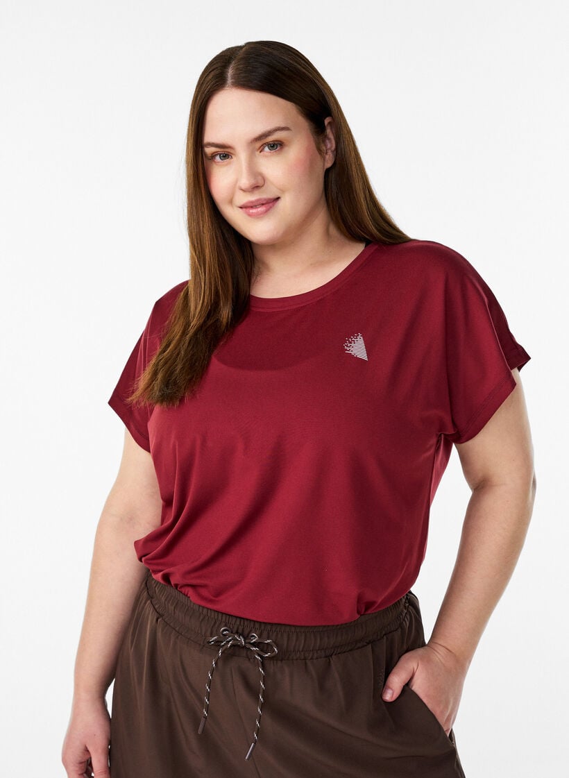 Yksiv&auml;rinen treeni-T-paita, Punainen, Model image number 0
