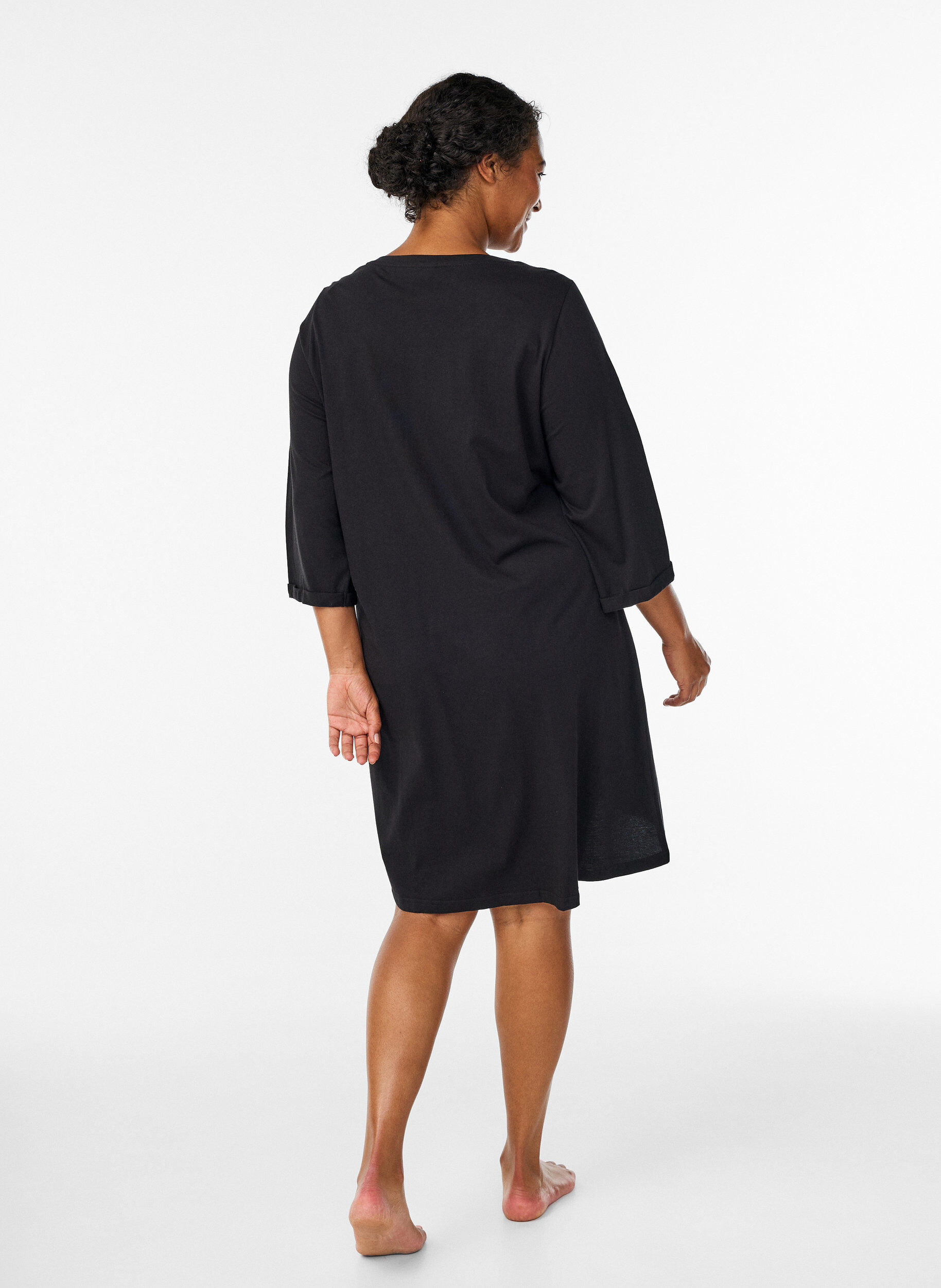 Zizzi Y&ouml;paita luomupuuvillasta jouluteemalla, Musta, Model image number 2