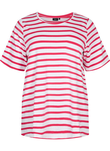 Raidallinen t-paita puuvillasta, Bright Rose Stripes, Packshot image number 0
