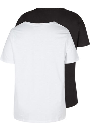 2 lyhythihaista t-paitaa puuvillasta , Black/Bright White, Packshot image number 1