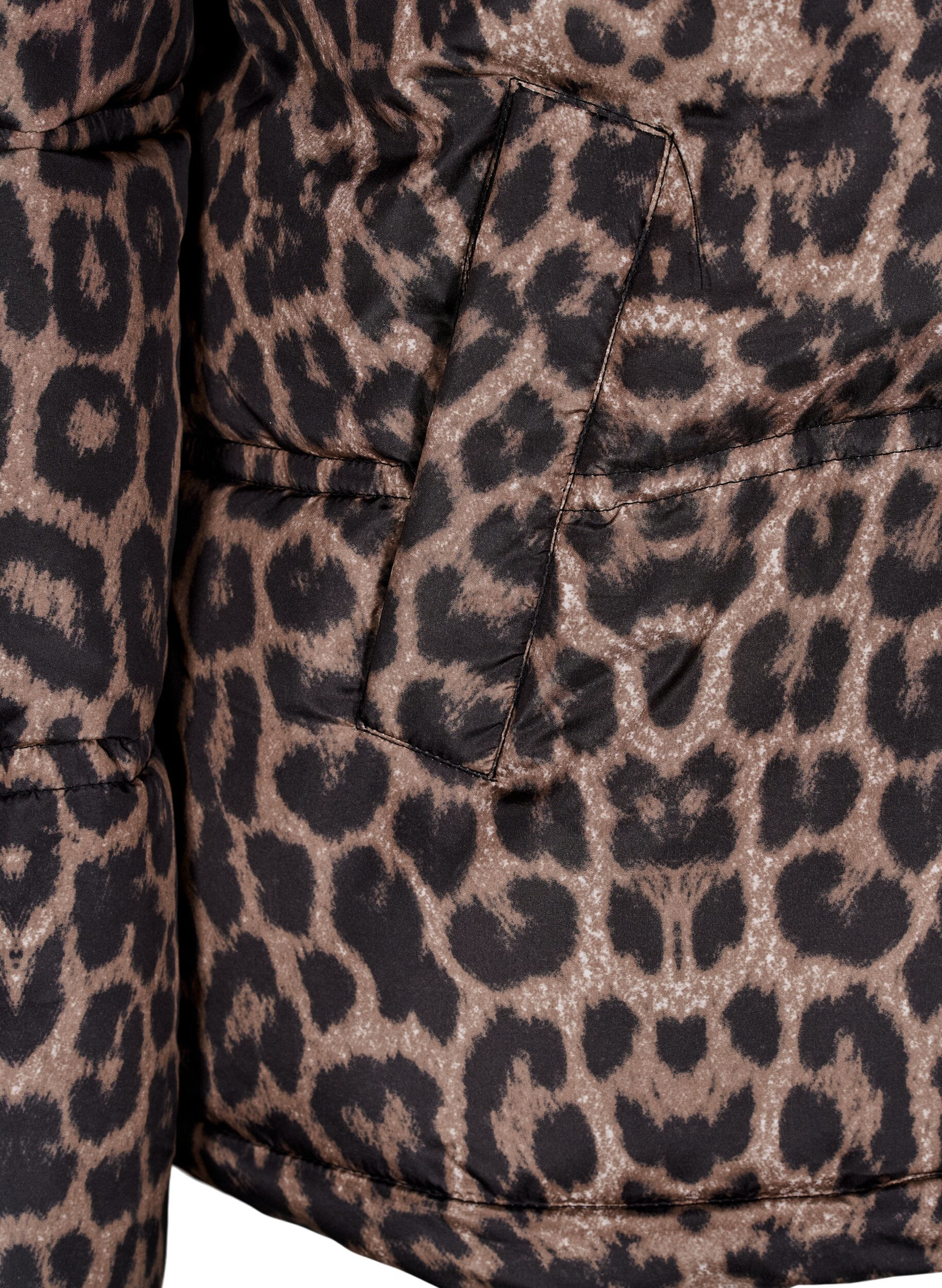 Zizzi Lyhyt puffer-takki hupulla ja kaksisuuntaisella vetoketjulla, Musta, Packshot image number 3