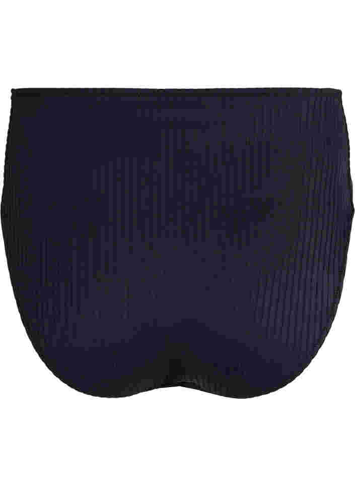 Korkeavyötäröinen bikinialaosa ribbitekstuurilla, Black, Packshot image number 1
