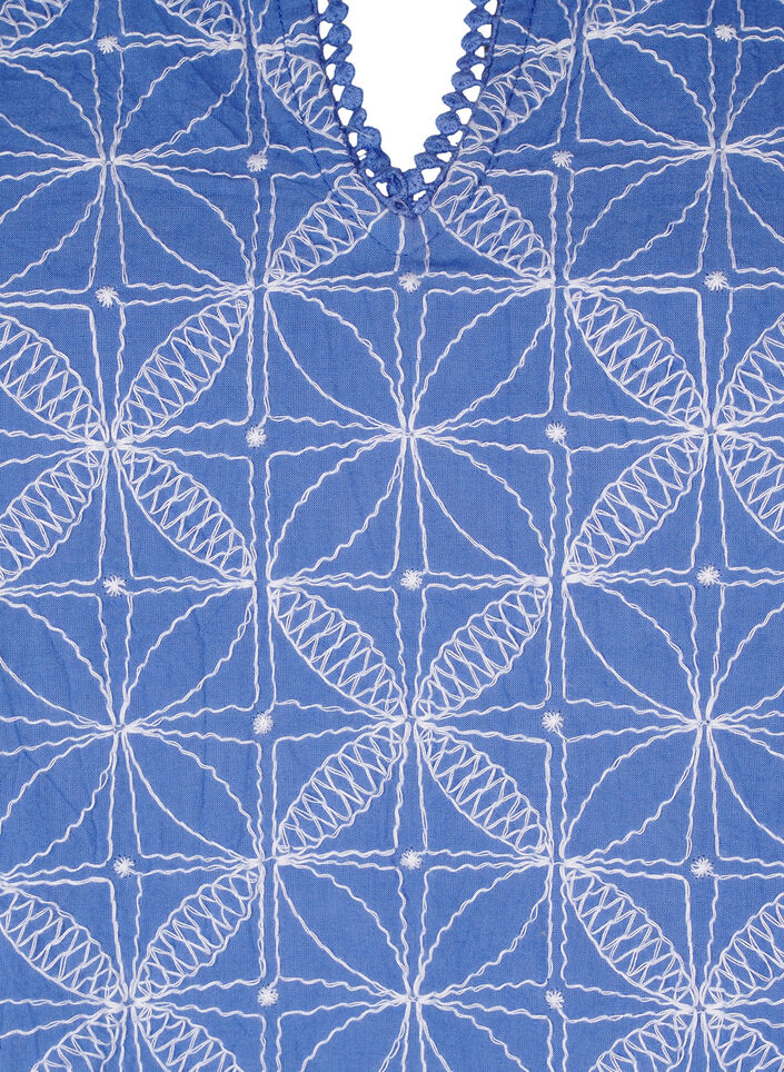 Pusero lyhyillä hihoilla ja kirjailtulla kuvioinnilla, Sininen, Packshot image number 2