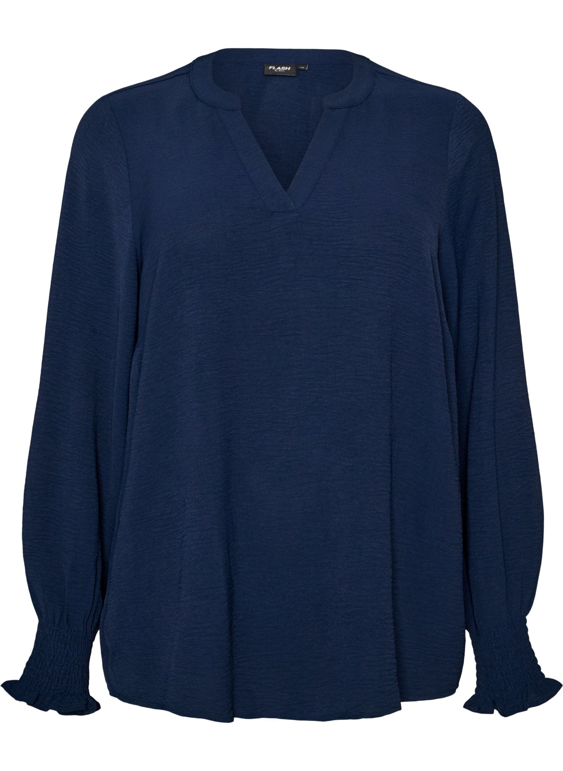 ZizziPusero smock-kalvosimilla ja v-p&auml;&auml;ntiell&auml;, Sininen, Packshot image number 0