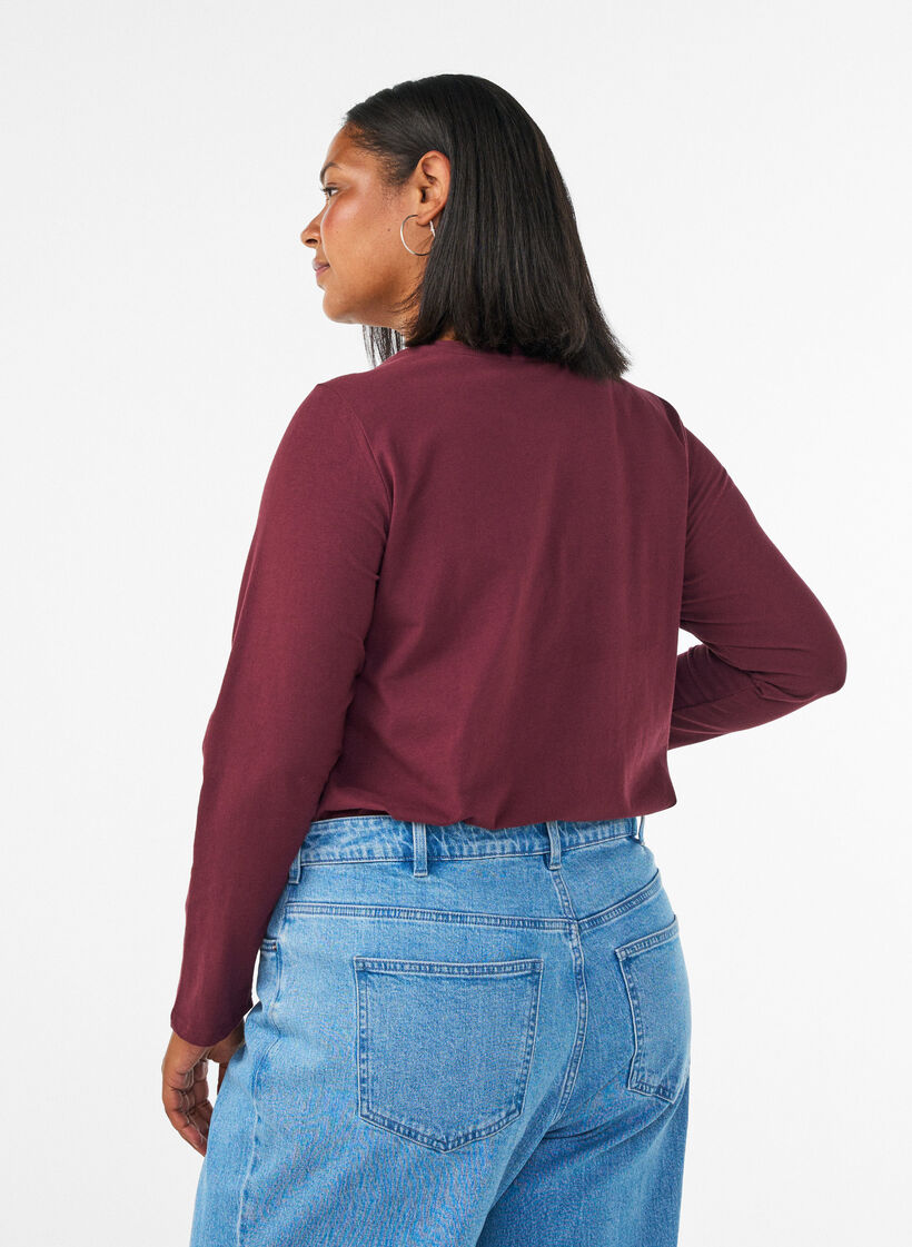 Perus jersey-paita, jossa pitk&auml;t hihat, Punainen, Model image number 2