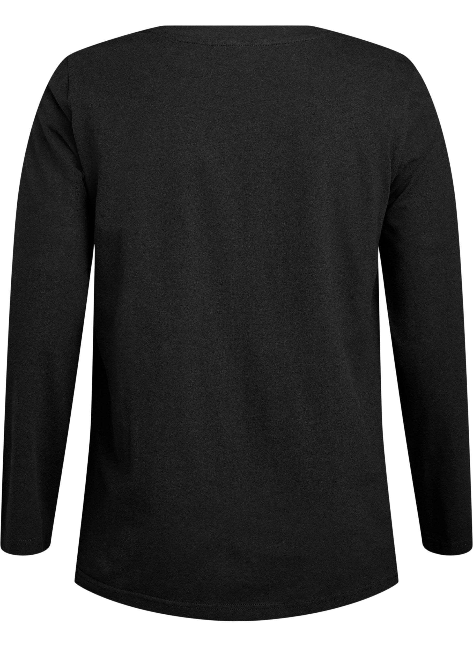 ZizziPerus jersey-paita, jossa pitk&auml;t hihat, Musta, Packshot image number 1