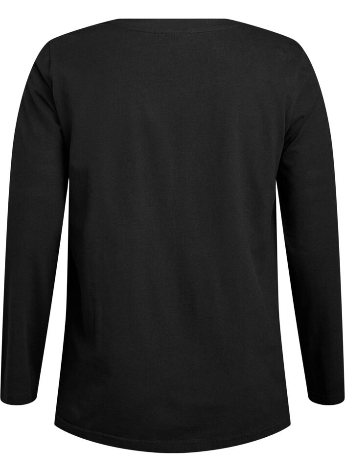 Perus jersey-paita, jossa pitk&auml;t hihat, Musta, Packshot image number 1