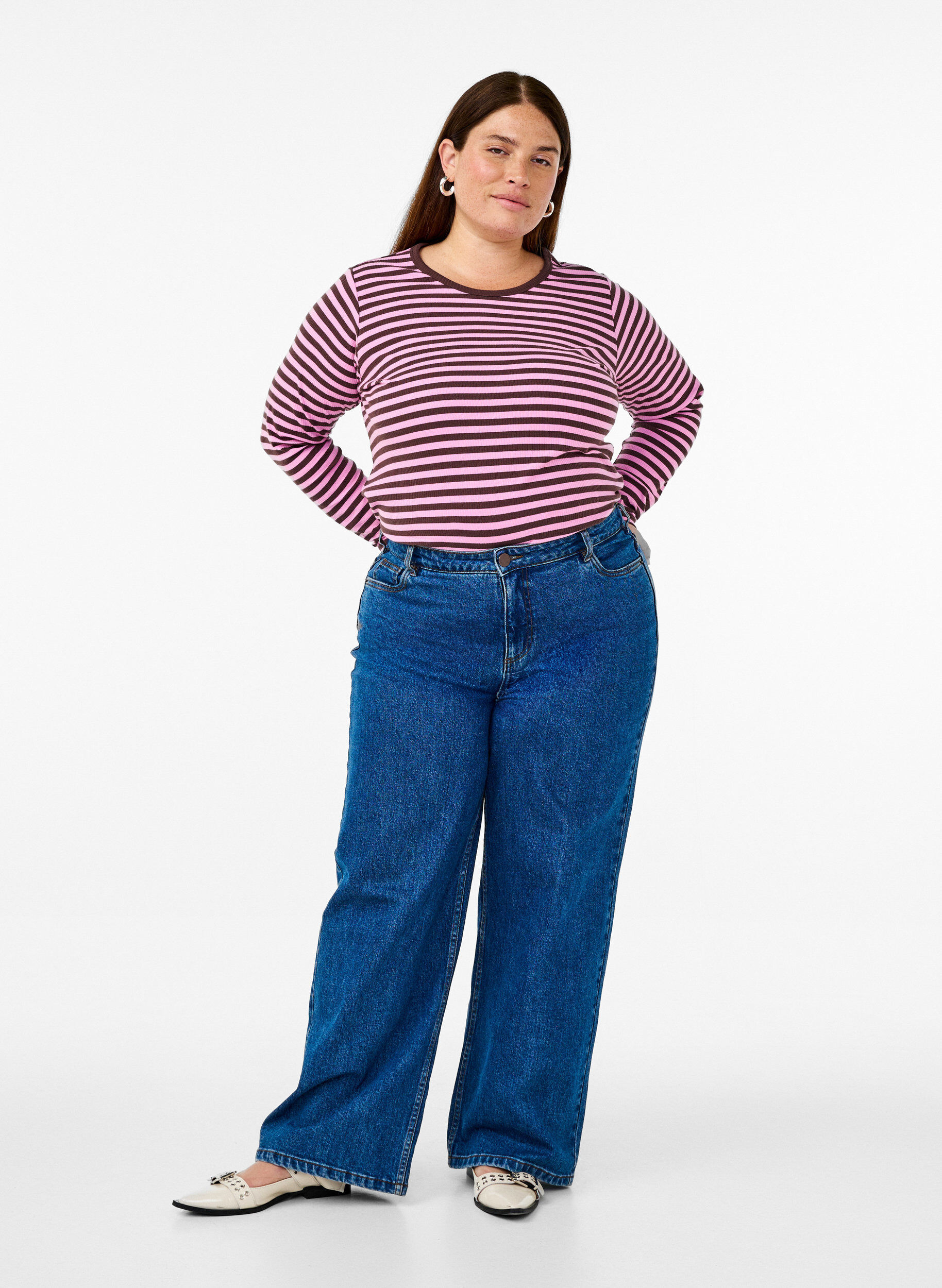 ZizziRaidallinen pusero pitkill&auml; hihoilla, Vaaleanpunainen, Model image number 1