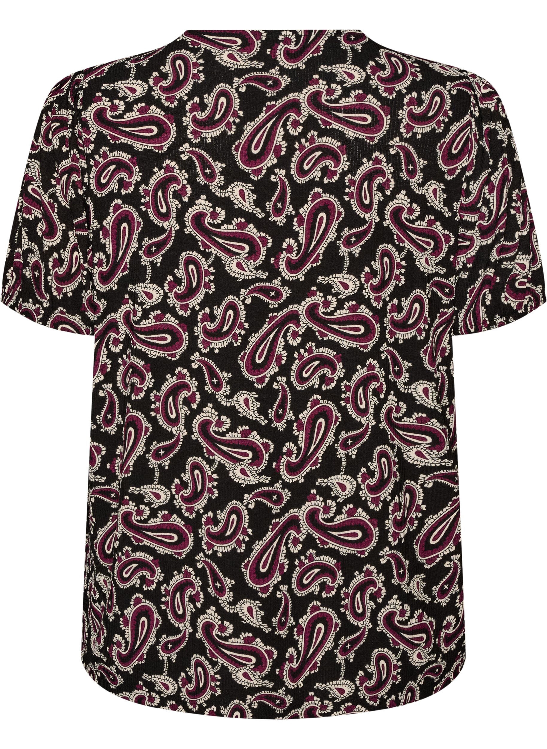 ZizziPitk&auml;hihainen pusero paisley-kuosilla, Tumma Bordeaux, Packshot image number 1