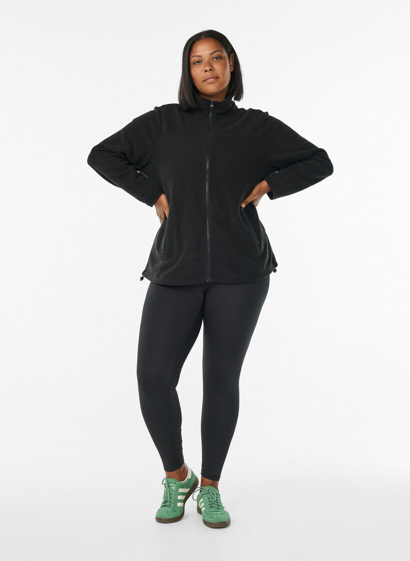 Fleecetakki taskuilla, Musta, Model image number 1