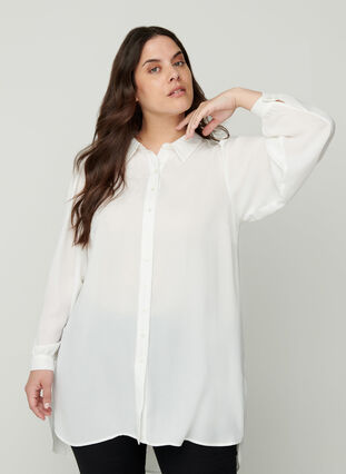 Pitkä paita kevyillä puhvihihoilla, Bright White, Model image number 0