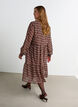 Mekko kokoprintill&auml; ja r&ouml;yhel&ouml;kerroksella, Ruskea, Model image number 1