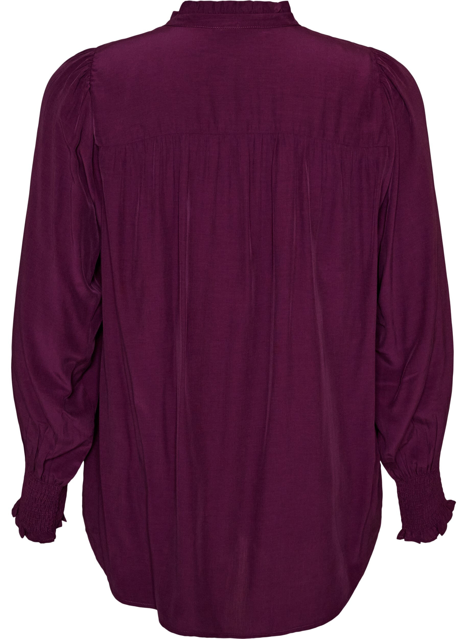ZizziPusero r&ouml;yhel&ouml;kauluksella ja rypytyksell&auml;, Violetti, Packshot image number 1