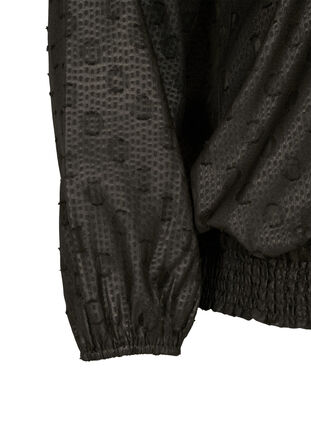 Kuvioitu pusero pitkillä hihoilla ja rypytyksellä, Black, Packshot image number 2