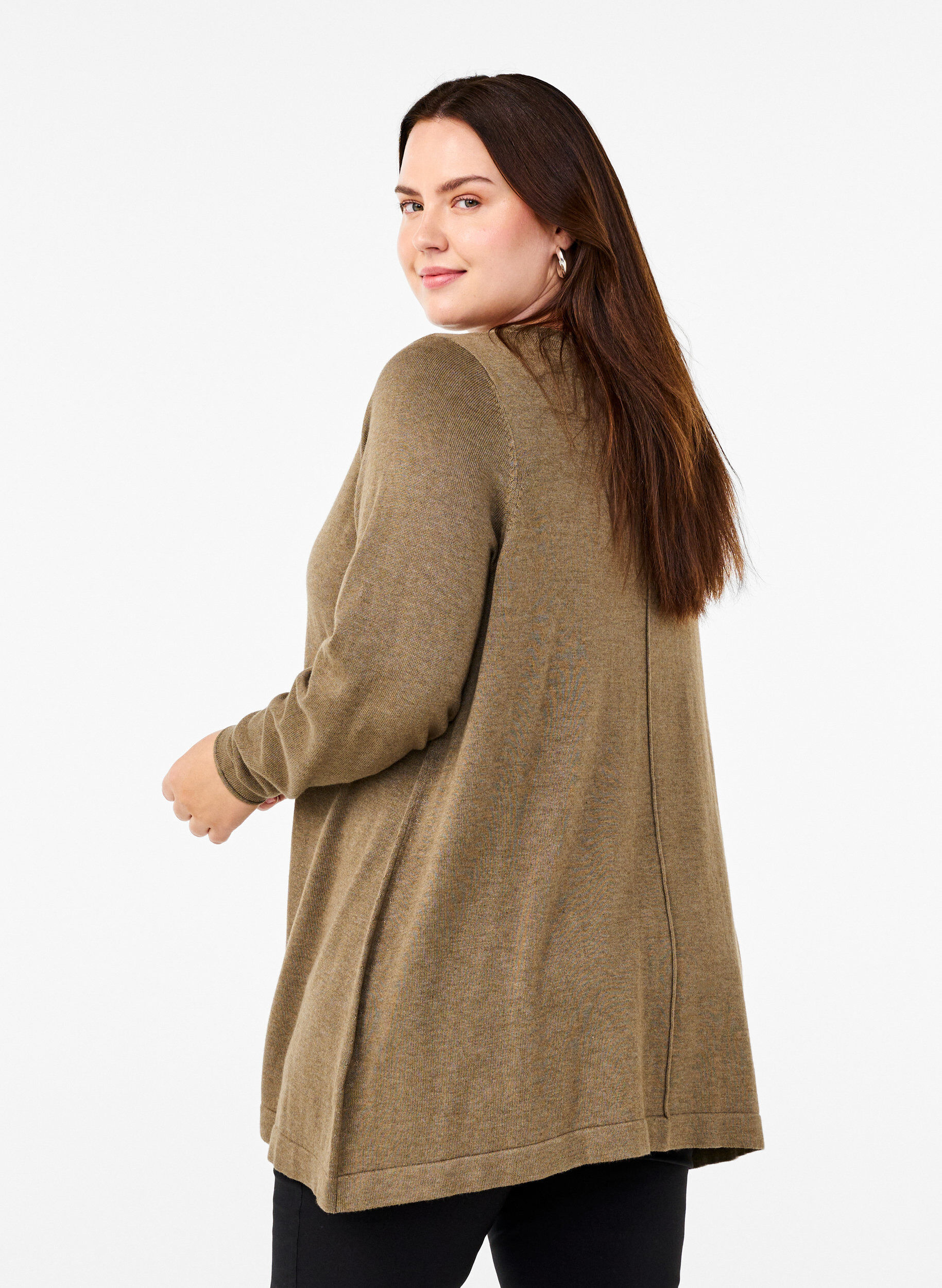 Zizzi Neule puuvillaviskoosisekoitteesta, Vihre&auml;, Model image number 2