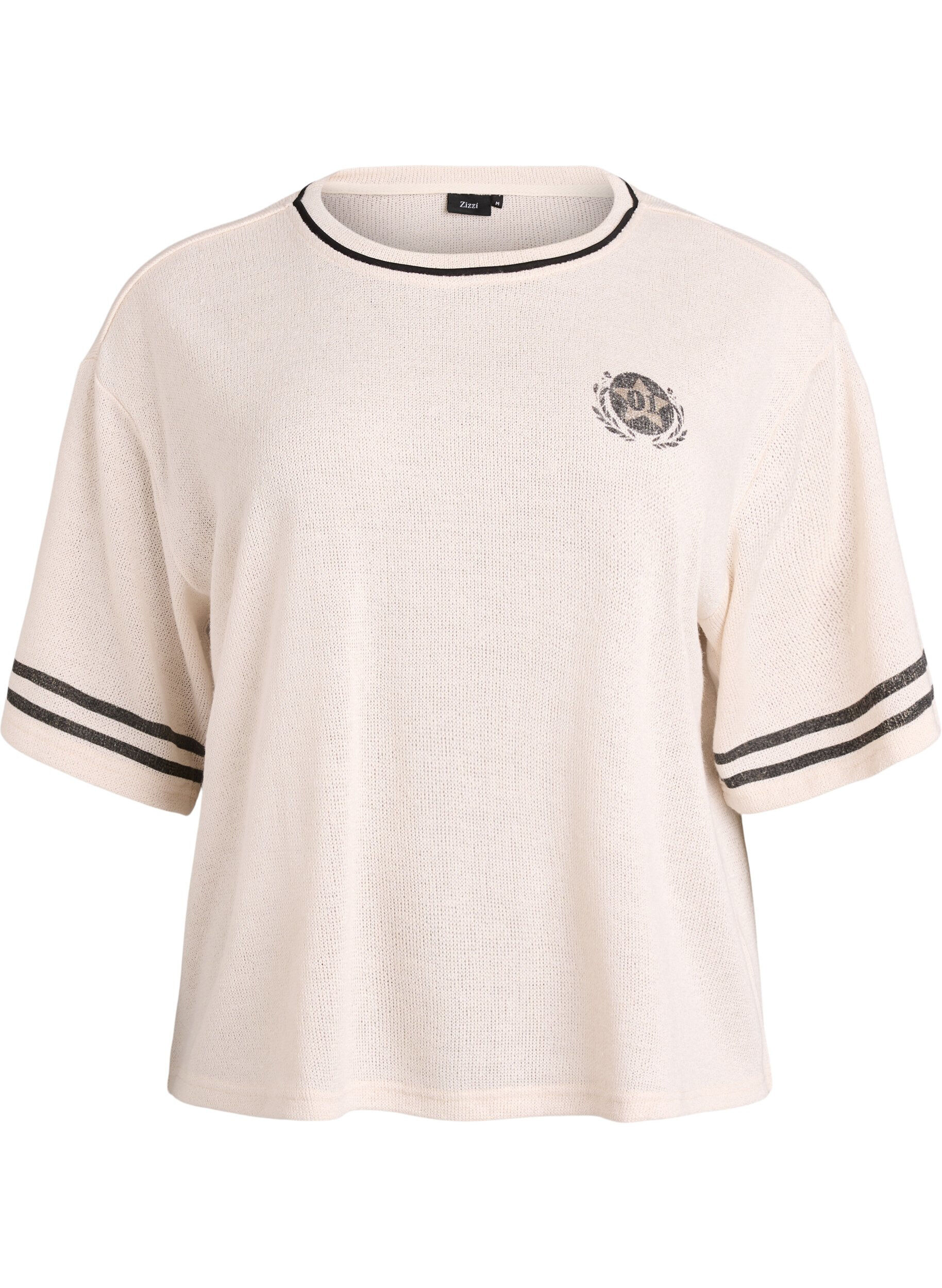 Lyhythihainen pusero kontrastiraidoilla