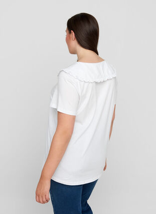 Lyhythihainen t-paita kauluksella, Bright White, Model image number 1