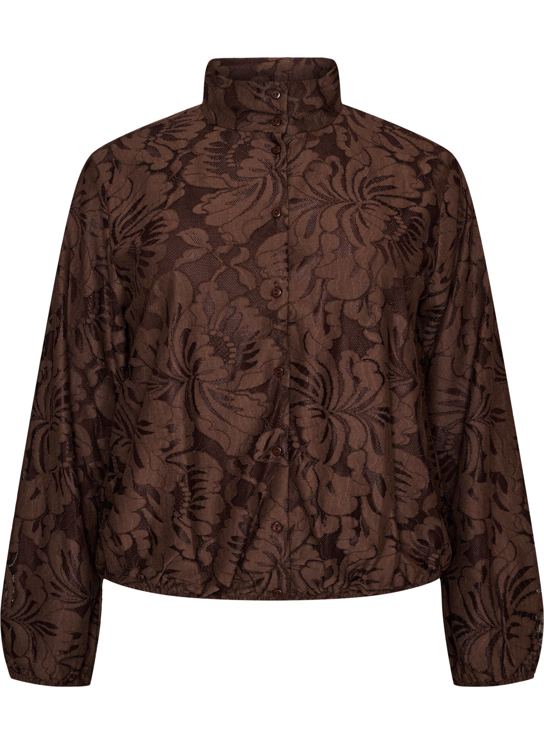 ZizziBombertakki kukkakuvioisella jacquard-kuosilla, Ruskea, Packshot image number 0