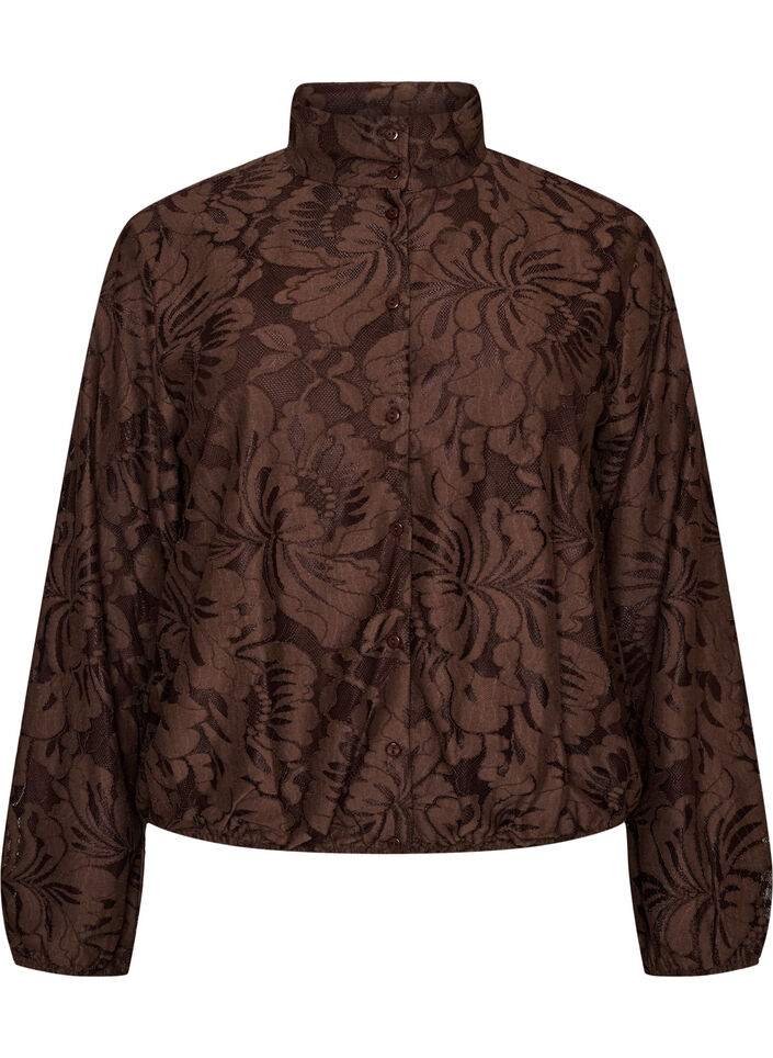 Bombertakki kukkakuvioisella jacquard-kuosilla, Ruskea, Packshot image number 0
