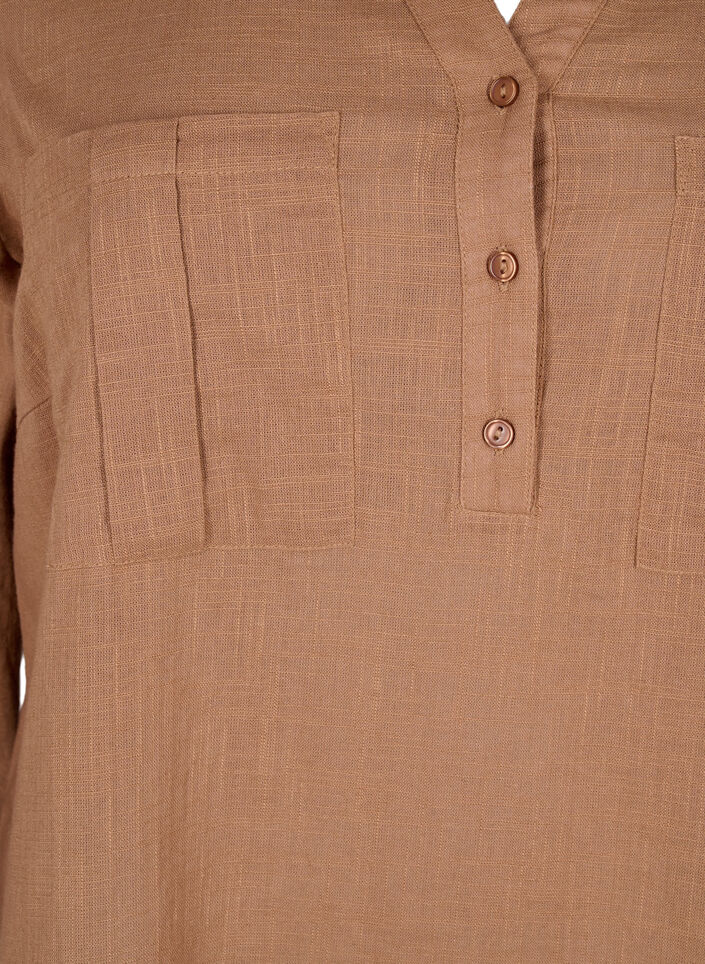 Puuvillatunika 3/4-hihoilla, Coca Mocha, Packshot image number 2