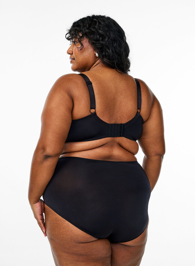 Mikrokuitualushousut kukkakirjailulla, Musta, Model image number 1