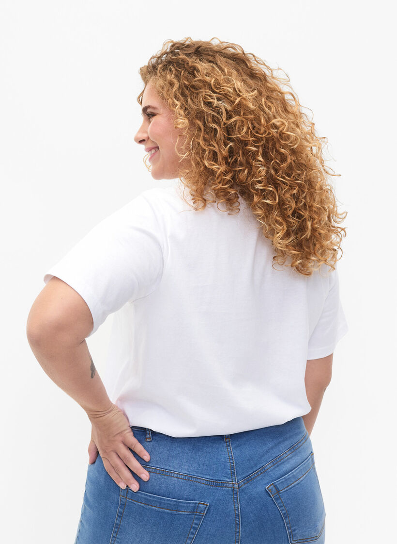 Luomupuuvillasta valmistettu t-paita tekstillä, White HARMONY, Model image number 1