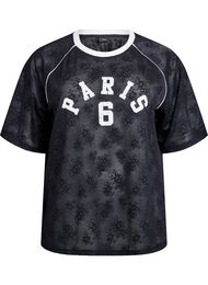 Pitsinen T-paita teksti-printillä, Musta