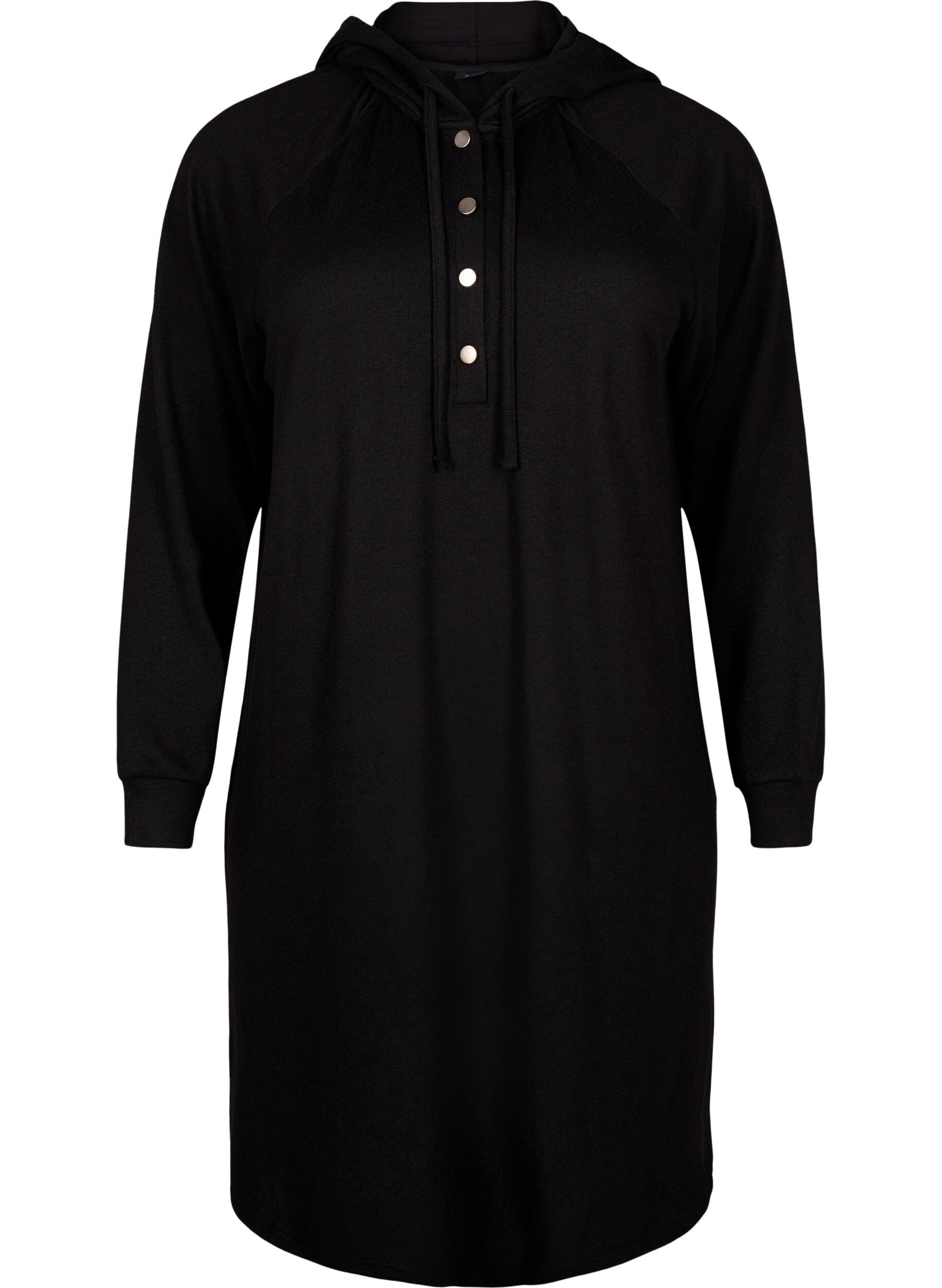 Zizzi Pitk&auml;hihainen collegemekko hupulla, Black, Packshot image number 0