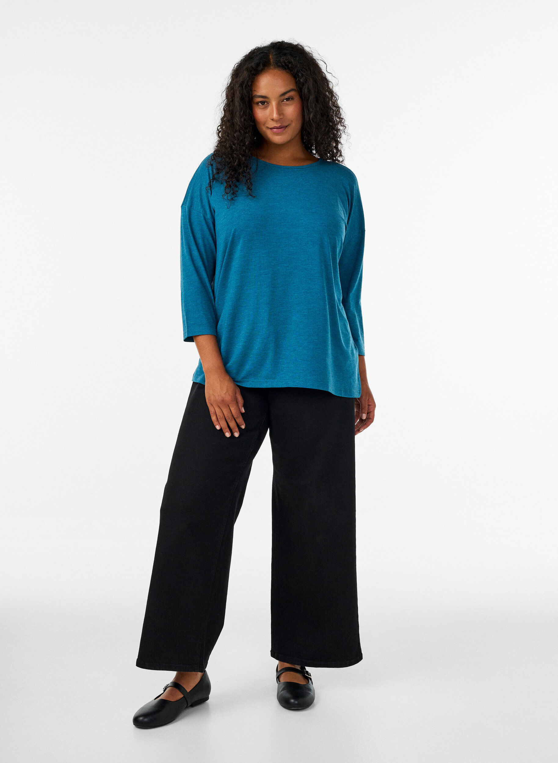 ZizziJersey -pusero 3/4-hihoilla, Sininen, Model image number 1
