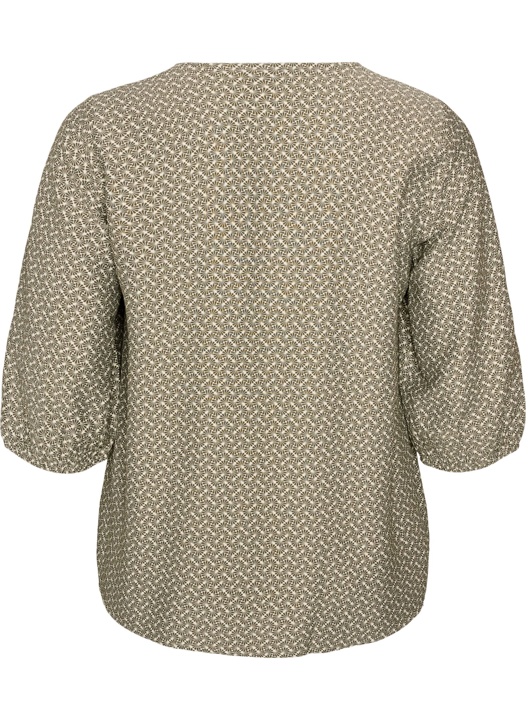 ZizziKuviollinen viskoosipusero 3/4-hihoilla, Vihre&auml;, Packshot image number 1