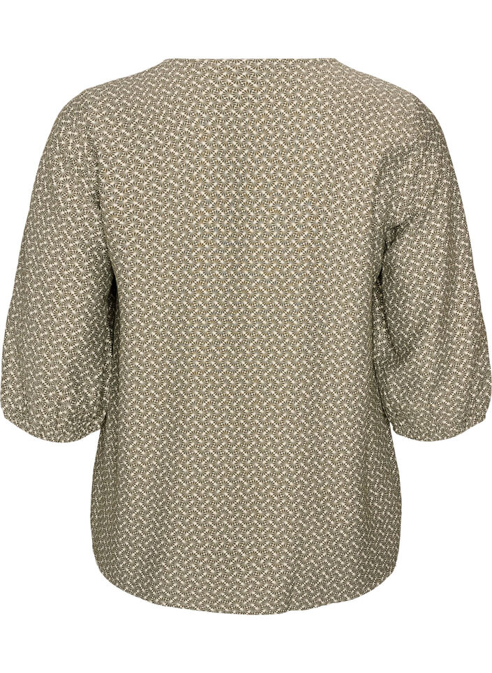 Kuviollinen viskoosipusero 3/4-hihoilla, Vihre&auml;, Packshot image number 1