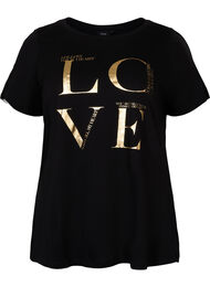 Lyhythihainen puuvillainen t-paita painatuksella, Black Love