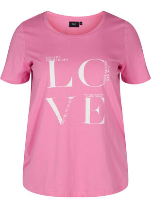 Puuvillainen t-paita printilllä, Cyclamen LOVE, Packshot image number 0