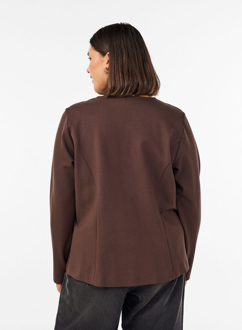 Tyylikk&auml;&auml;sti istuva jerseyneuletakki koristenapeilla, Ruskea, Model image number 2