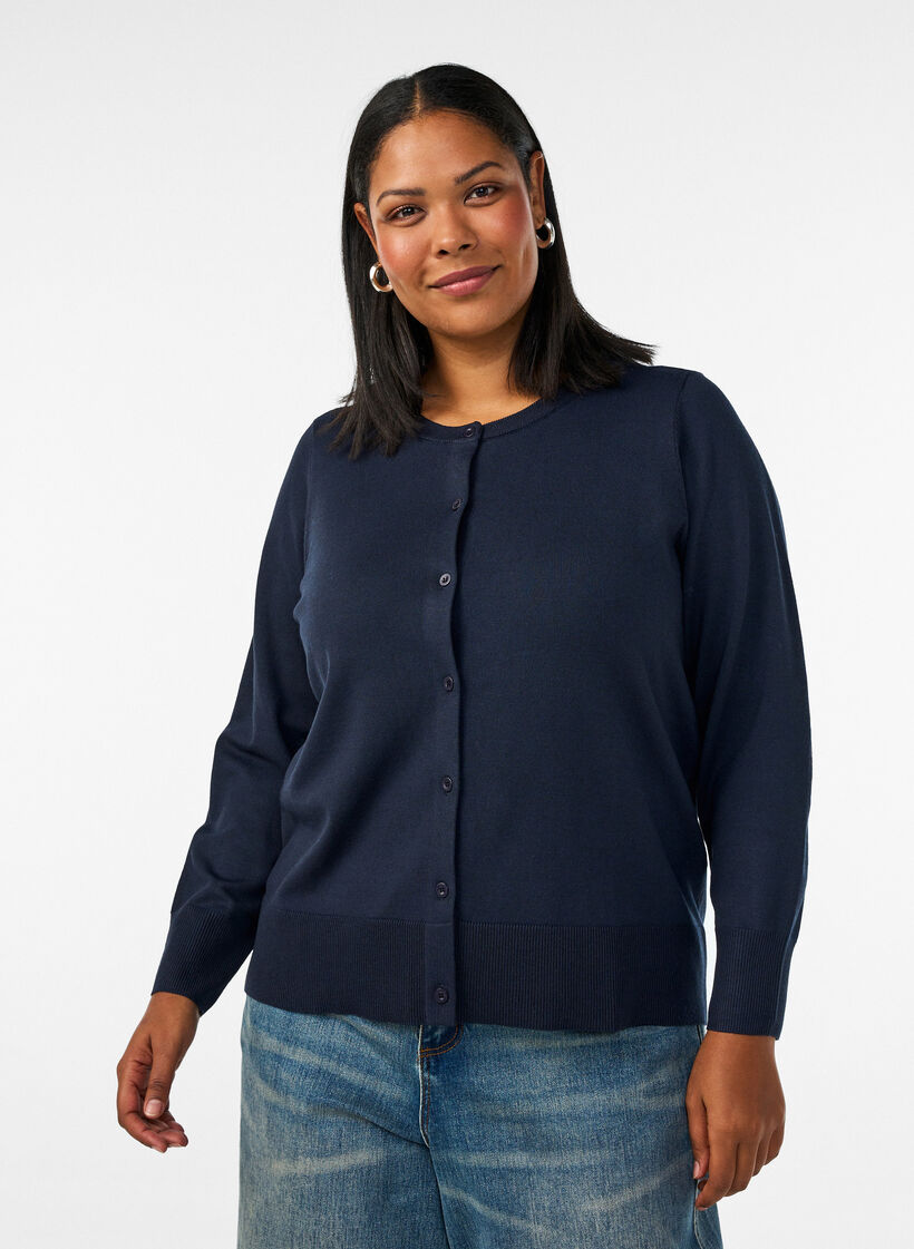 Hienoneulottu neuletakki py&ouml;re&auml;ll&auml; p&auml;&auml;ntiell&auml;, Sininen, Model image number 0