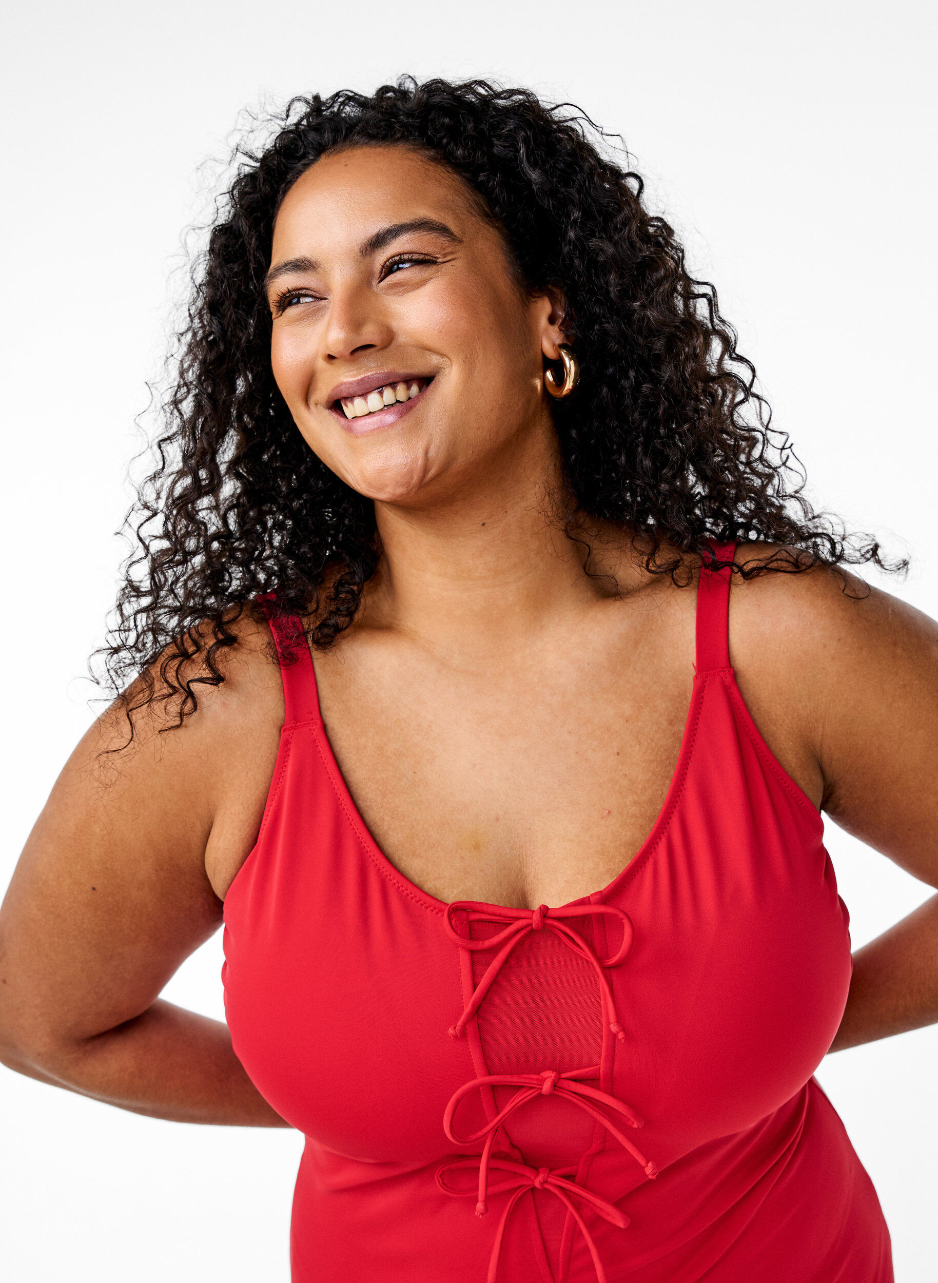 Zizzi Uimapuku ruseteilla, Punainen, Model image number 2