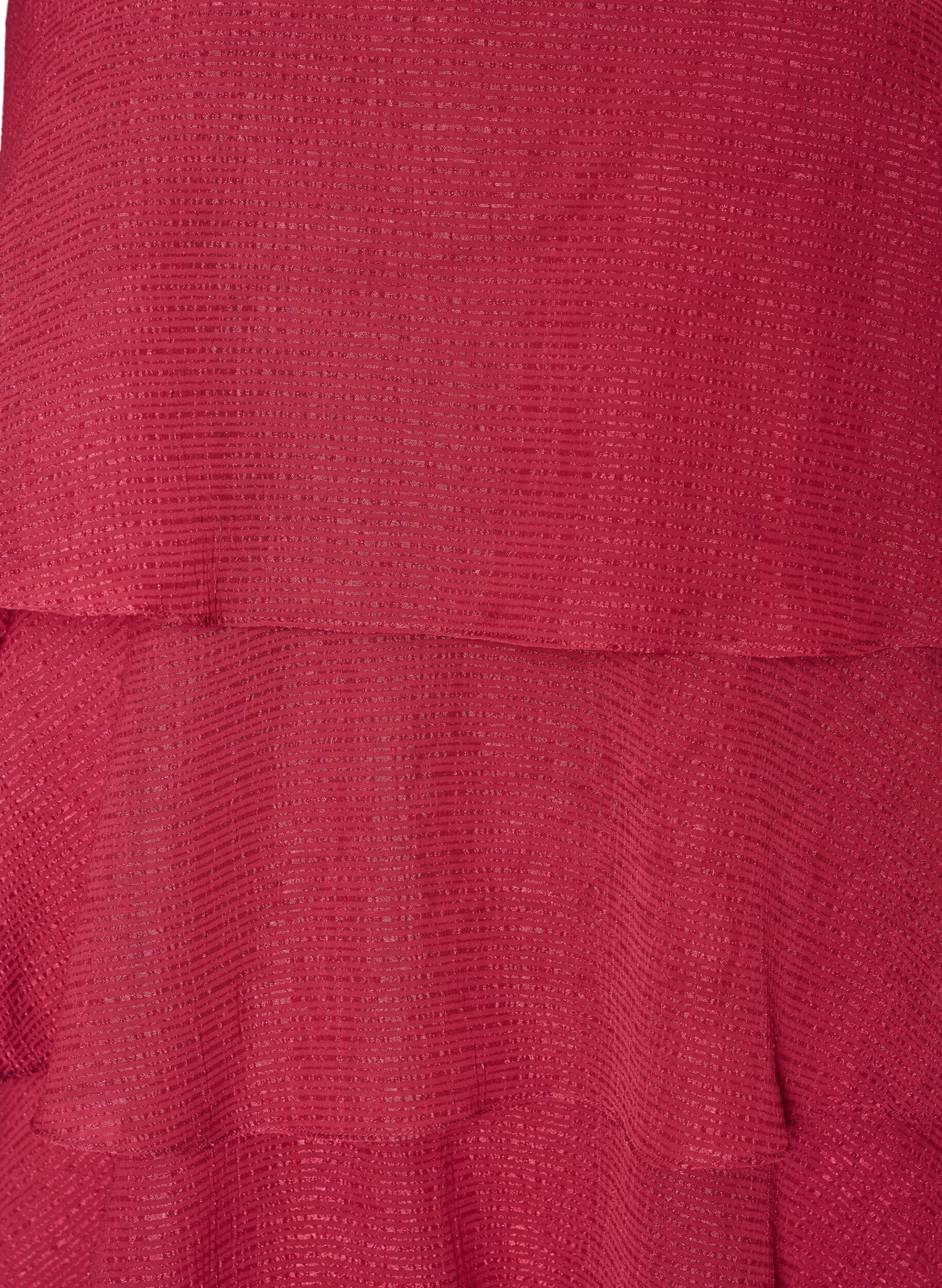 ZizziKerrostettu mekko r&ouml;yhel&ouml;ill&auml; ja ohuilla olkaimilla, Punainen, Packshot image number 2