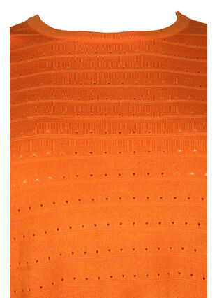 Tekstuurikuvioitu neulepusero pyöreällä pääntiellä, Vibrant Orange, Packshot image number 2