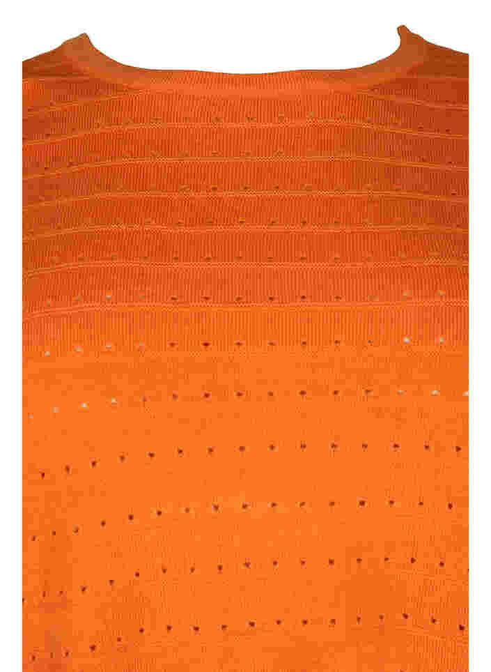 Tekstuurikuvioitu neulepusero pyöreällä pääntiellä, Vibrant Orange, Packshot image number 2