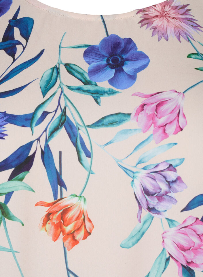 Rypytyksin koristeltu kukkapusero, Sininen, Packshot image number 2