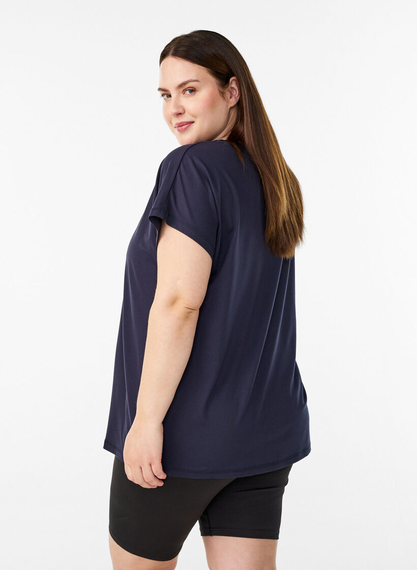 Yksiv&auml;rinen treeni-T-paita, Sininen, Model image number 2