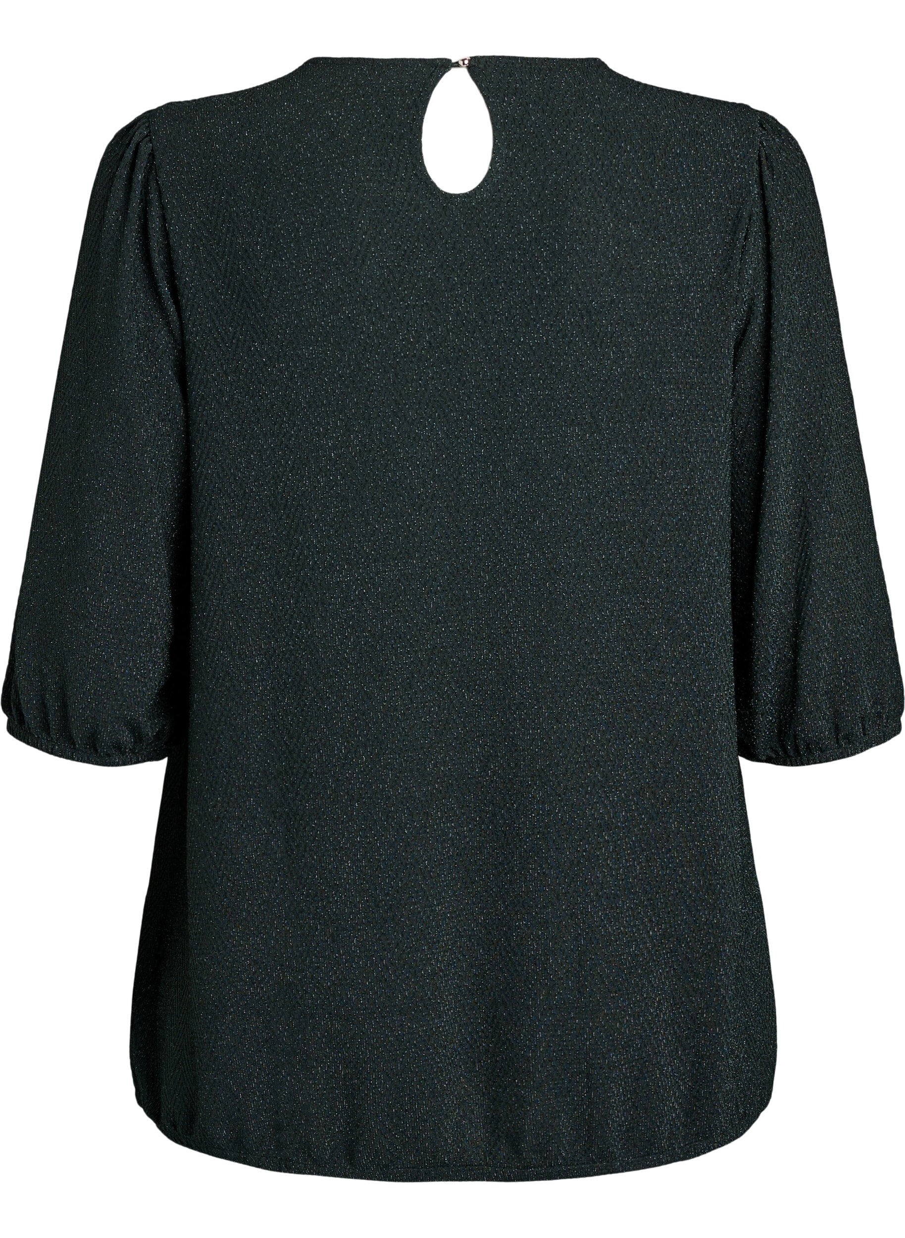 Zizzi Paljettipusero glitterkuviolla ja 3/4-hihoilla, Vihre&auml;, Packshot image number 1