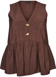 Hihaton peplum-pusero koristenapeilla, Ruskea