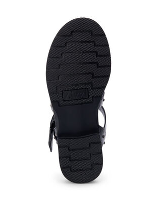 Leveälestiset nastakoristeiset sandaalit, Black, Packshot image number 4