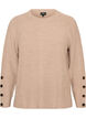 Neulepusero ribbineuloksella ja nappiyksityiskohdilla, Beige, Packshot image number 0