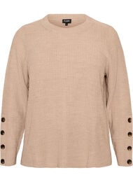 Neulepusero ribbineuloksella ja nappiyksityiskohdilla, Beige