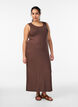 Hihaton ribattu mekko viskoosista, Ruskea, Model image number 0